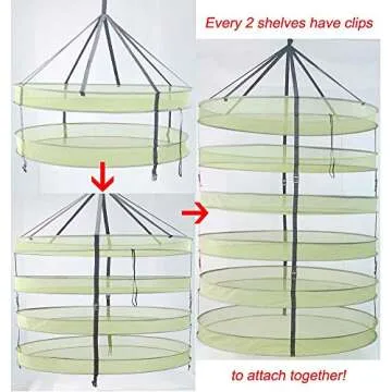 HORTIPOTS Herb Drying Rack 3 ft Hanging Dry Net 36 Inch for Curing Hydroponic Herb Vegetable Fruit Flower