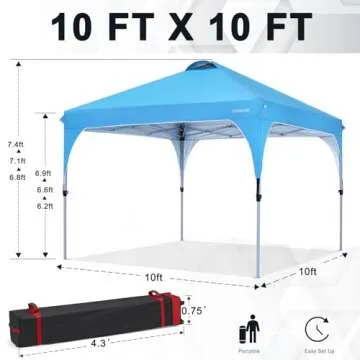 COOSHADE 10x10 Pop Up Canopy Tent for Easy Sun Protection