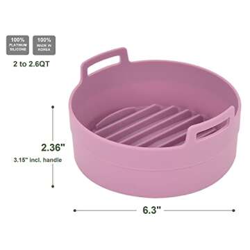 jNE Premium Air Fryer Silicone Pot, Bowl, Basket | Food Safe Air Fryers Oven Accessories | Easy to C...