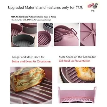 jNE Premium Air Fryer Silicone Pot, Bowl, Basket | Food Safe Air Fryers Oven Accessories | Easy to Clean | Replacement of Parchment Liners | 6.3 inches in diameter, Pink