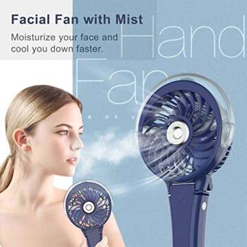 HandFan Portable Handheld Misting Fan, Rechargeable Personal Mister Fan, Battery Operated Spray Wate...