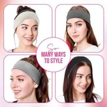 Styla Hair Headbands for Women Stretch Fashion Headbands 10 Pack Non-Slip Head Wraps Great for Spa, Sports, Yoga, Pilates, Running, Gym Headband, Workouts (Black Grey)