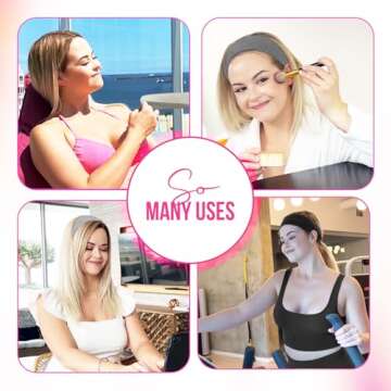 Styla Hair Headbands for Women Stretch Fashion Headbands 10 Pack Non-Slip Head Wraps Great for Spa, Sports, Yoga, Pilates, Running, Gym Headband, Workouts (Black Grey)