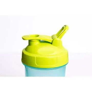 X-MIX Shaker Bottle for Gym Workout, Protein mixer with storage, Protein Shaker Bottle with blender ball, dishwasher safe 16 oz mixer cup with powder container, Turquoise/Green water cups for drink