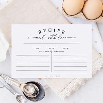 Bliss Collections Recipe Cards - 50 Pack Double-Sided for Showers & Gifts