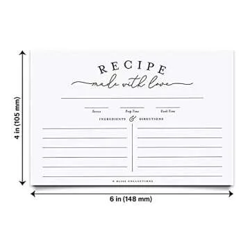 Bliss Collections Double-Sided Recipe Cards for Gifts