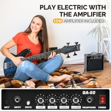 Glarry 4 String Bass Guitar Kit with AMP & Accessories