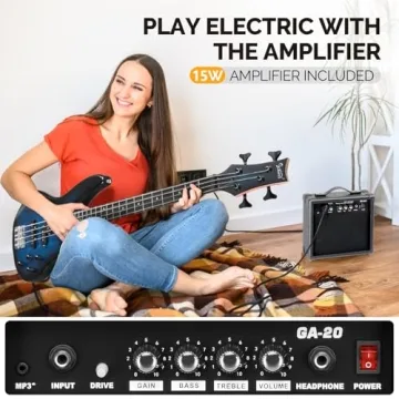 Glarry 4 String Bass Guitar Kit with AMP & Accessories