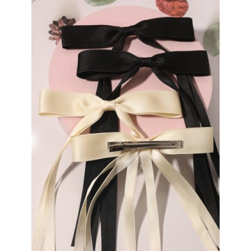 Elegant Tassel Ribbon Bowknot Hair Clips Women Girls