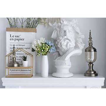 Modern White Flower Vase, Dr.Cerart 8.5 Inch White Textured Ceramic Vase for Home Decor, Centerpiece...