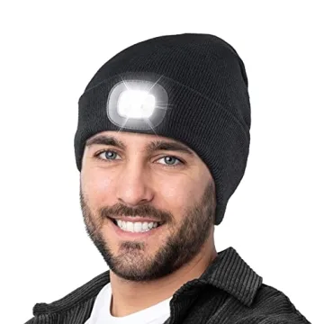 Tutuko Unisex Beanie with Light, USB Rechargeable LED Headlamp Cap, LED Hat with Flashlight, Gifts f...