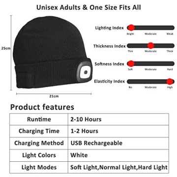 USB Rechargeable LED Beanie Hat - Perfect Gift for All