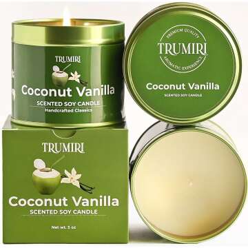 Natural Coconut Vanilla Aromatherapy Candle 5oz
