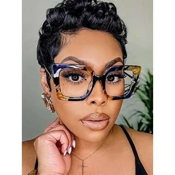 AIEYEZO Oversized Blue Light Glasses for Women, Anti Fatigue Prevent Headache Computer Eyeglasses (F...