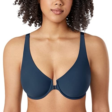 DELIMIRA Women's Front Closure Bras Seamless Plus Size Plunge Underwire Unlined Comfortable Bra Sarg...