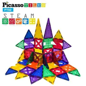 PicassoTiles® PT82 Creativity Set Magnet Building Tiles Clear Color Magnetic 3D Building Block - Creativity Beyond Imagination! Educational, Inspirational, Conventional, Recreational