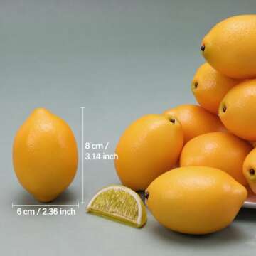 Gresorth 8pcs Artificial Lifelike Simulation Yellow Lemon Fake Fruit Home Kitchen Cabinet Decoration Food Model