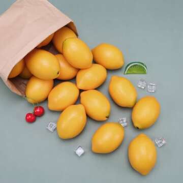 Gresorth 8pcs Artificial Lifelike Simulation Yellow Lemon Fake Fruit Home Kitchen Cabinet Decoration Food Model