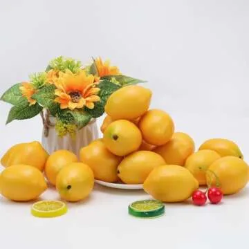 Gresorth Artificial Lifelike Yellow Lemon Decoration