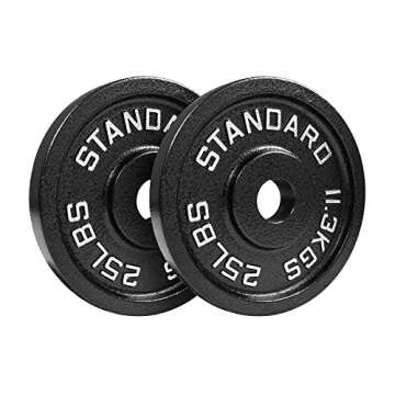Steel Olympic Plates 175LB Set - 2 inch Olympic Hammertone Coated 2x 2.5lb, 5lb, 10lb, 25lb, & 45lb for Weight Lifting Training