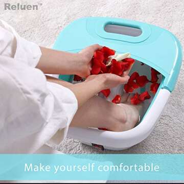 Heated Foot Spa Bath Tub - Collapsible Pedicure Massager with Electric Heating | Bubble Wave | Red Light - 3 in 1 Soak Footbath Set for Feet Relaxation and Stress Relief