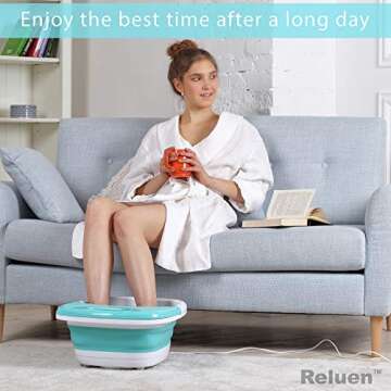 Heated Foot Spa Bath Tub - Collapsible Pedicure Massager with Electric Heating | Bubble Wave | Red Light - 3 in 1 Soak Footbath Set for Feet Relaxation and Stress Relief