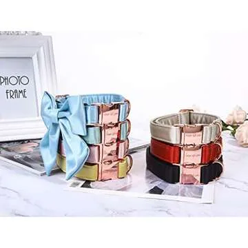Unique style paws Silk Champagne Color Dog Collar Adjustable Durable Dog Collar with Bow Wedding Bow tie Dog Collar for Medium Dogs