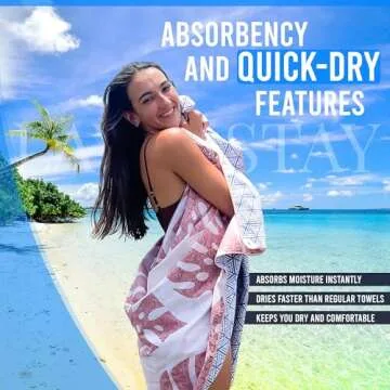 Lay N Stay Beach Blanket Towel Sand Free Absorbent, Quick-Dry, Extra Large for Adults & Kids, Ideal for Beach, Pool, Camping & Travel, with Securing Sand Shell Stakes (Marina)