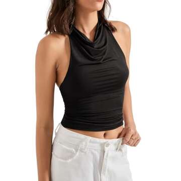 SUUKSESS Women Halter Backless Tank Tops Sexy High Neck Summer Going Out Cami Tops