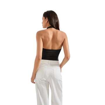SUUKSESS Women Halter Backless Tank Tops Sexy High Neck Summer Going Out Cami Tops