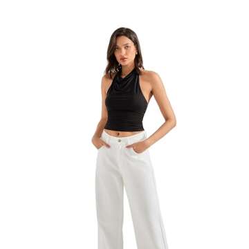 SUUKSESS Women Halter Backless Tank Tops Sexy High Neck Summer Going Out Cami Tops