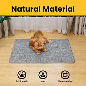 Conlun Cat Scratcher Mat,Natural Sisal Cat Scratch Pad,Horizontal Floor Cat Scratching Pads Rug for ...