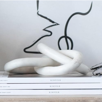 Bloomingville White Marble Chain Link Figurine Elegant Décor