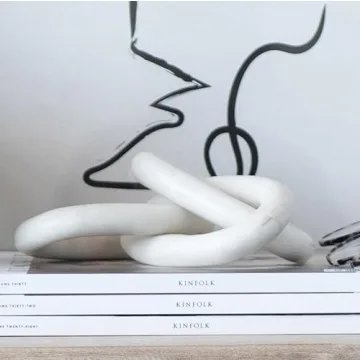 Bloomingville White Marble Chain Link Figurine Elegant Décor