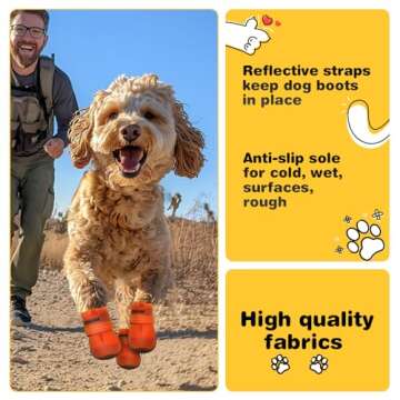 Hcpet Dog Shoes for Large Dogs, Breathable Dog Booties for Small Medium Dogs, Anti-Slip Dog Boots & Paw Protectors for Hot Pavement Winter Snow Hiking with Reflective Straps Orange Size 7