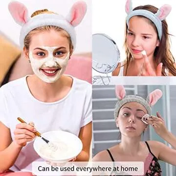 AHONEY Bunny Ears Headband Set for Skincare & Makeup