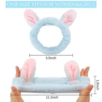 AHONEY Bunny Ears Headband Set for Skincare & Makeup
