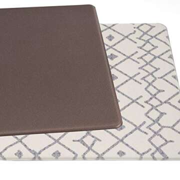 Rugshop Cream Anti Fatigue Mat - 18" x 47" - Modern Boho Trellis Design for Comfortable Standing