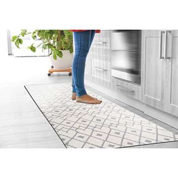 Rugshop Cream Anti Fatigue Mat - 18" x 47" - Modern Boho Trellis Design for Comfortable Standing