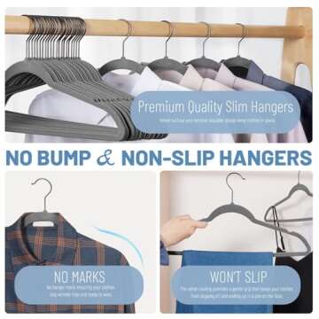 HOUSE DAY Grey Velvet Hangers 60 Pack, Velvet Clothes Hangers Non Slip Felt Hangers, Heavy Duty Coat Hangers for Closet, Ultra Slim Hangers Grey Hangers Space Saving Hangers for Suits, Shirt