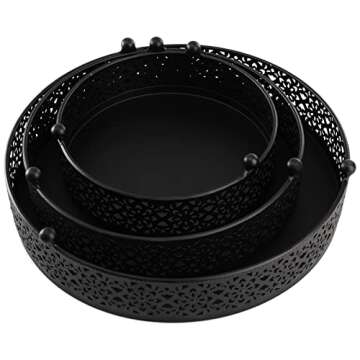 Hedume Set of 3 Black Cake Stand, Round Metal Cake Stands, Dessert Display Cupcake Stands, Wedding B...