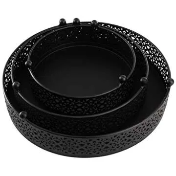 Hedume Set of 3 Black Cake Stand, Round Metal Cake Stands, Dessert Display Cupcake Stands, Wedding B...