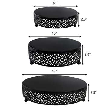 Hedume Set of 3 Black Cake Stand, Round Metal Cake Stands, Dessert Display Cupcake Stands, Wedding Brithday Party Celebration Dessert Display Plates-Black