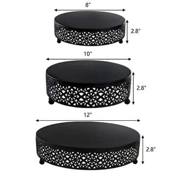 Hedume Set of 3 Black Cake Stand, Round Metal Cake Stands, Dessert Display Cupcake Stands, Wedding Brithday Party Celebration Dessert Display Plates-Black