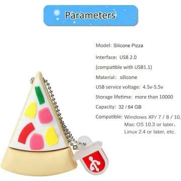 64GB Novelty Pizza-Shaped USB Flash Drive