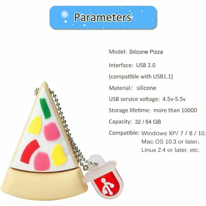 64GB Novelty Pizza-Shaped USB Flash Drive