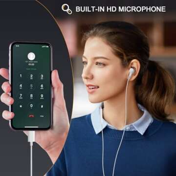 USB C Headphones Type C Earbuds for iPhone 15/16 Pro/ 15 Pro Max Samsung S25 Headphones with Microphone Noise Isolation Stereo Wired Earphones for Samsung Galaxy S24 S23 S22 Pixel 9 8a Android