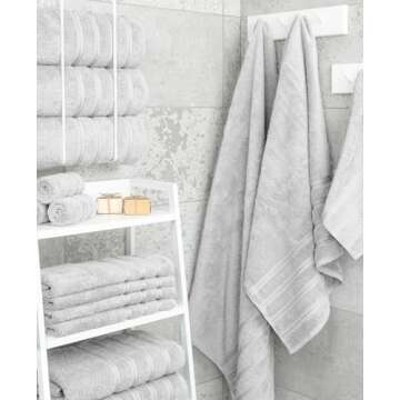 American Soft Linen Luxury 4 Piece Bath Towel Set, 100% Cotton Turkish Bath Towels for Bathroom, 27x...