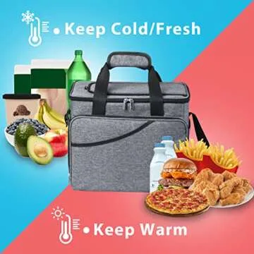 CANWAY Cooler Bag 40-Can Large, Insulated Soft Sided Cooler Bag with 2 Ice Packs for Outdoor Travel Hiking Beach Picnic BBQ Party, Gray