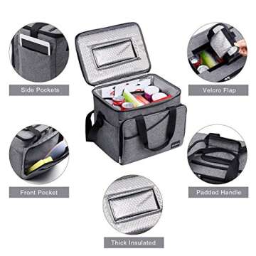CANWAY Cooler Bag 40-Can Large, Insulated Soft Sided Cooler Bag with 2 Ice Packs for Outdoor Travel Hiking Beach Picnic BBQ Party, Gray